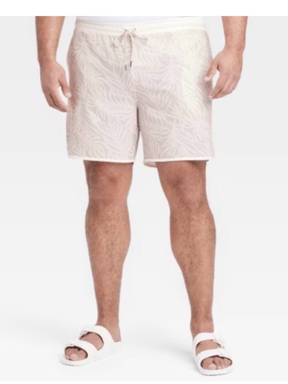 All In Motion Men’s Light Beige Athletic Shorts Swim Trunks Drawstring Med NWOT